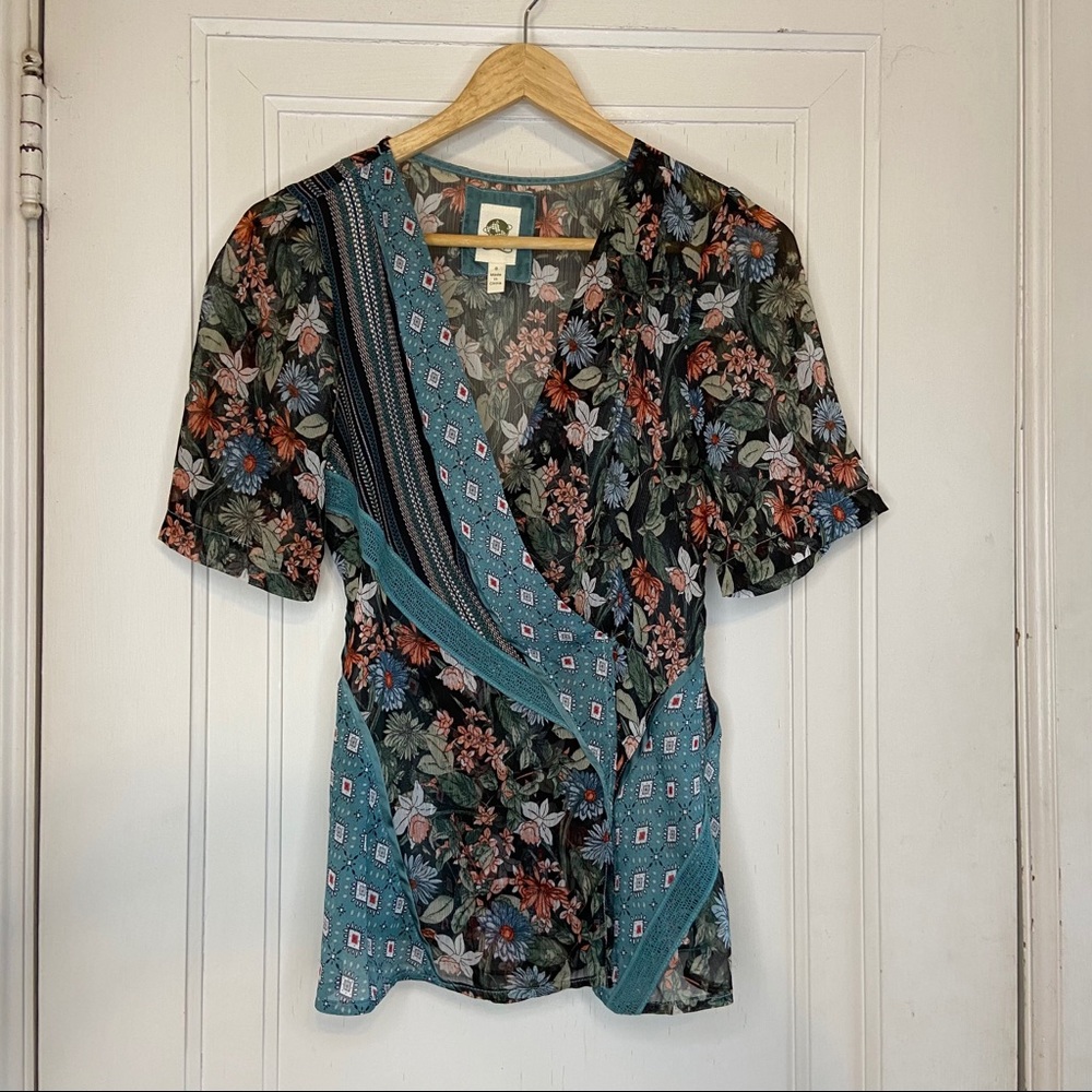 Tiny Brand (Anthro) Patchwork Wrap Blouse - image 3